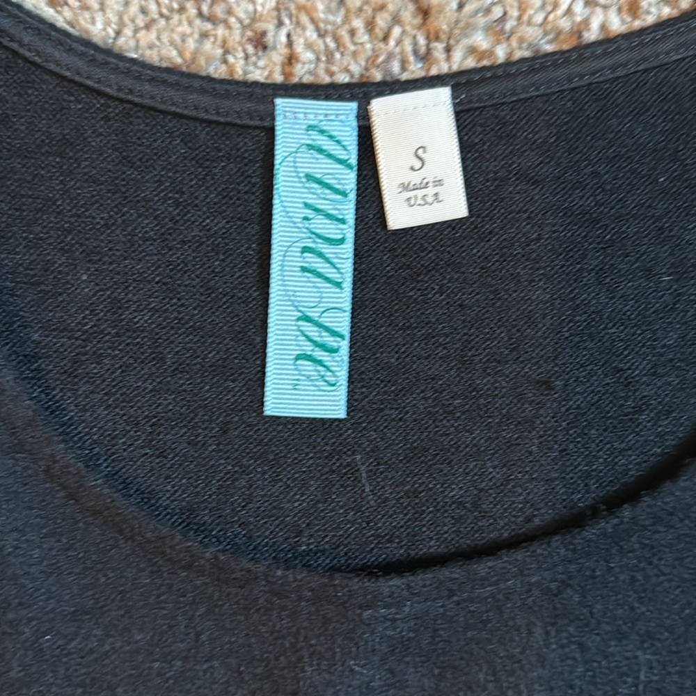 Black Fit and Flare Dress with Cuffed 3/4 Sleeves - Picture 2 of 4